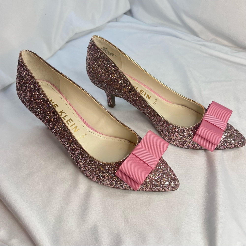 Anne Klein Pink Fia Glitter Pump Size 8.5 - Picture 5 of 7